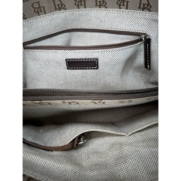 Vintage Dooney And Bourke Tan & Brown Satchel Bag With Signature Logo - Picture 7 of 11